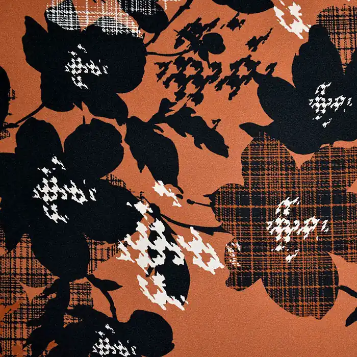 Gewebe, Viskose, floral, 25835-23, ziegelfarben Heißes Angebot