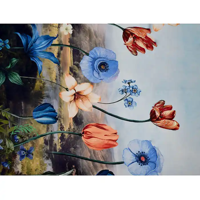 Kostenloser Rückversand Gewebe, Viskose, floral, Bordüre, 25894-3