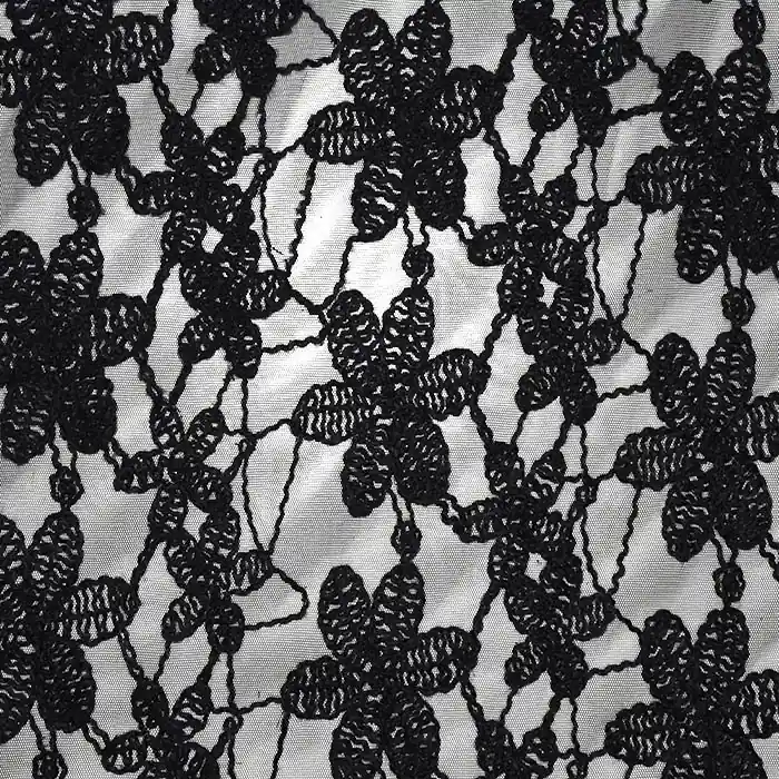 Spitze auf Netz, floral, 25996, schwarz Exklusiv