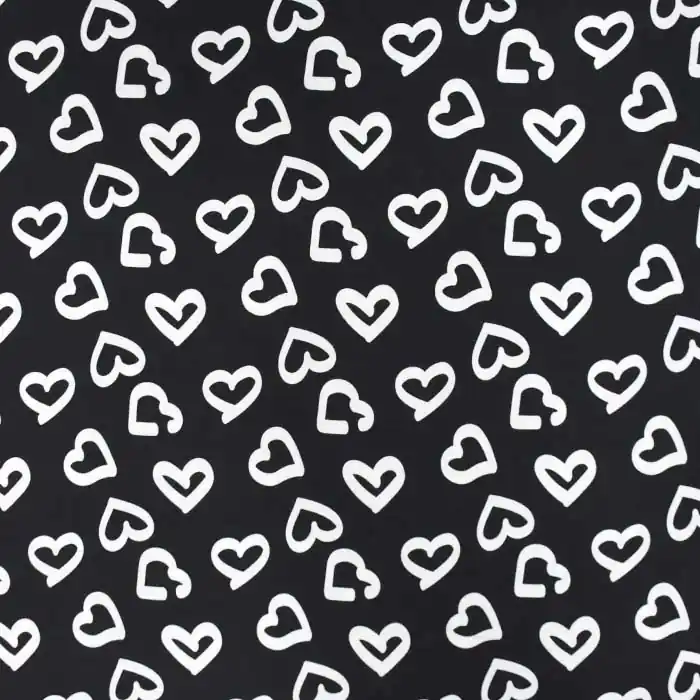 Jersey, Baumwolle, Herzen, 27401-690, schwarz Sichere Zahlung