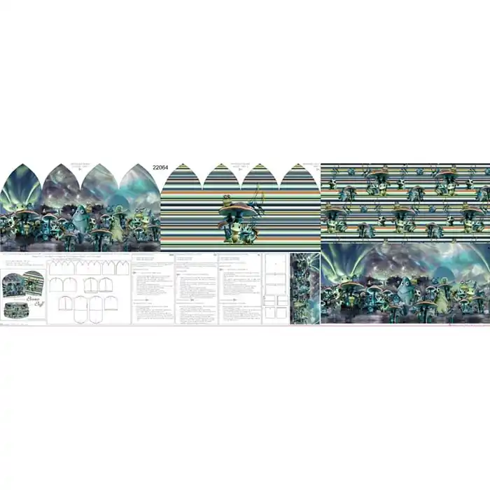 Handgefertigt Sweatshirtstoff, digital, Mütze und Schal, 27467