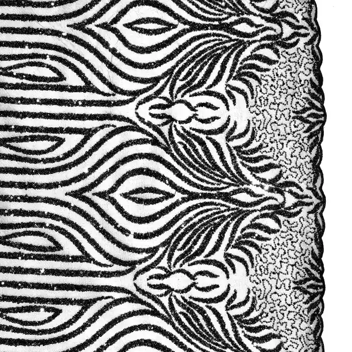 Spitze mit Pailletten, Ornament, 26498-1001, schwarz Versand Am Gleichen Tag