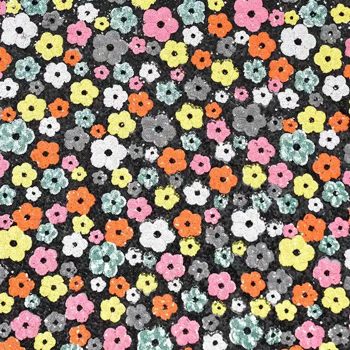 Pailletten auf Netz, floral, 26918-1001, schwarz Jetzt Kaufen