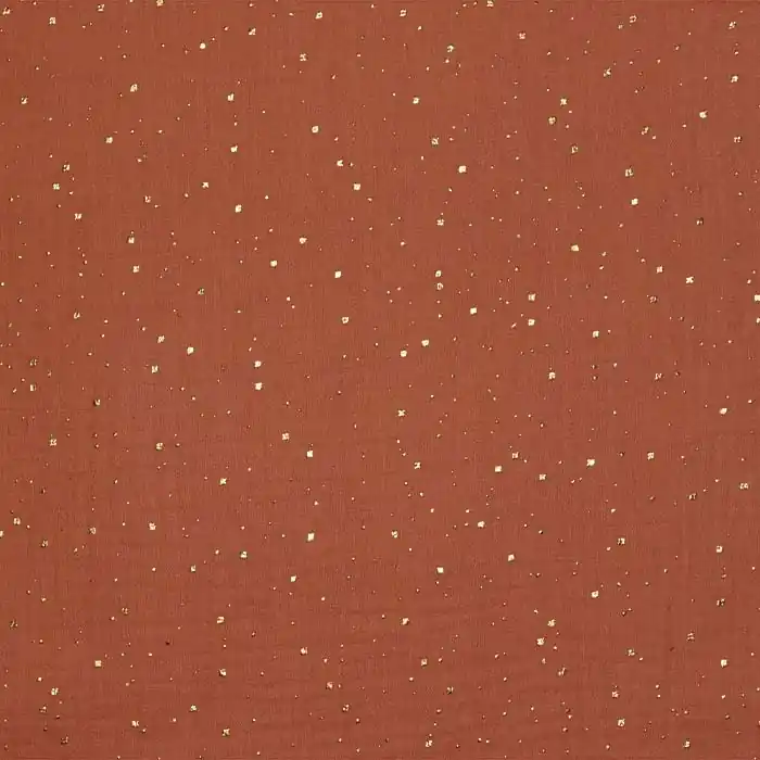 Hochwertig Musselin, doppelt, Punkte, 26624-371, braun-orange