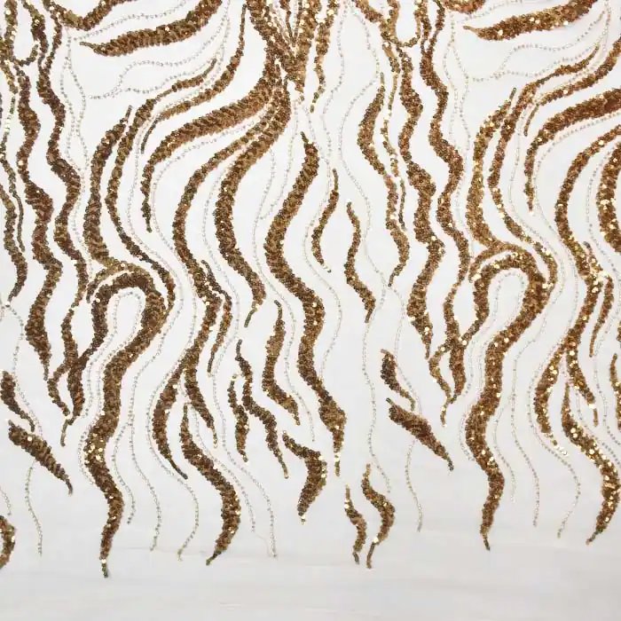 Markenprodukt Spitze mit Pailletten, abstrakt, 26658-207, golden