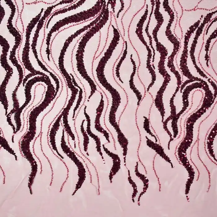 Finale Aktion Spitze mit Pailletten, abstrakt, 26658-460, bordeaux