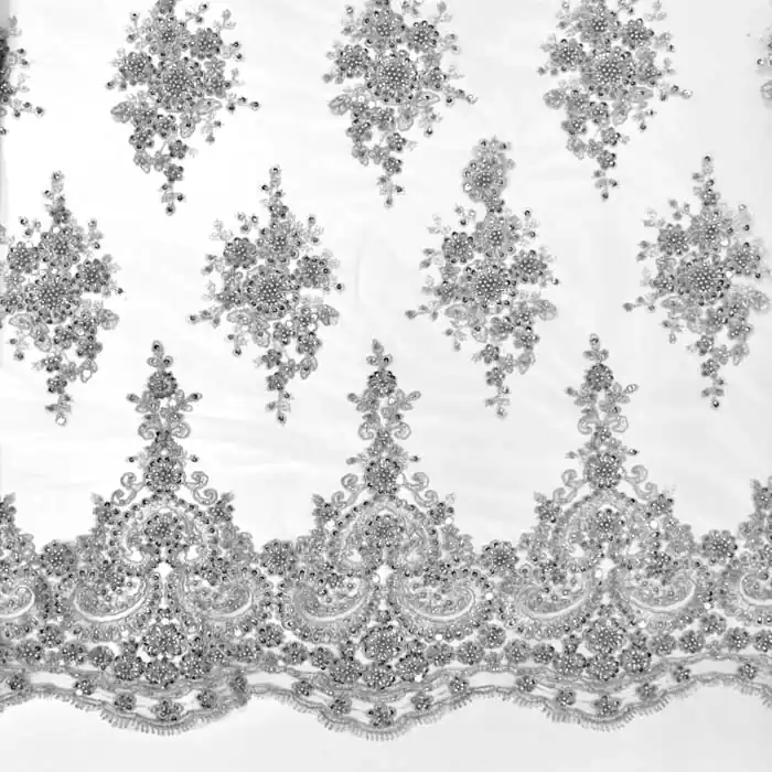 Neue Ware Spitze mit Pailletten, Ornament, 26657-555, grau