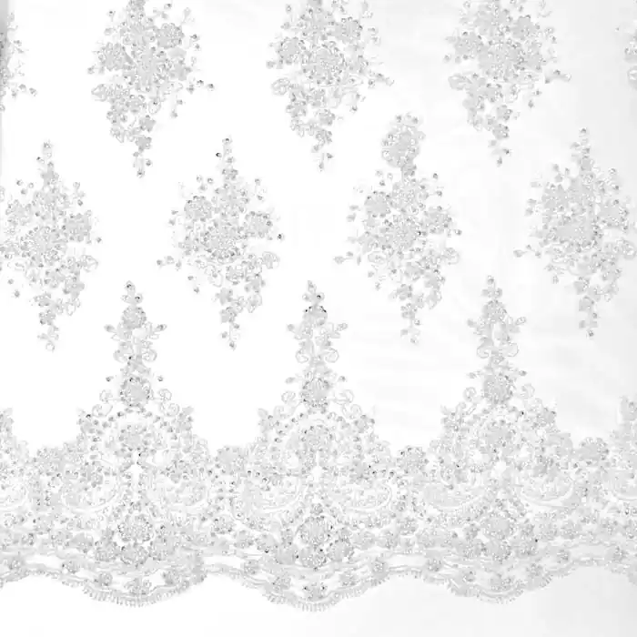 Spitze mit Pailletten, Ornament, 26657-001, weiß Garantierte Lieferung