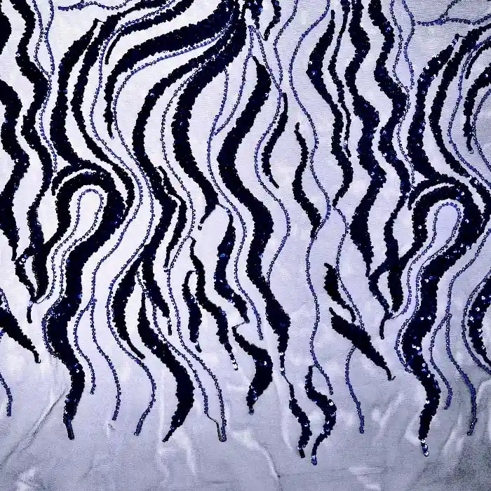 Finale Aktion Spitze mit Pailletten, abstrakt, 26658-002, dunkelblau