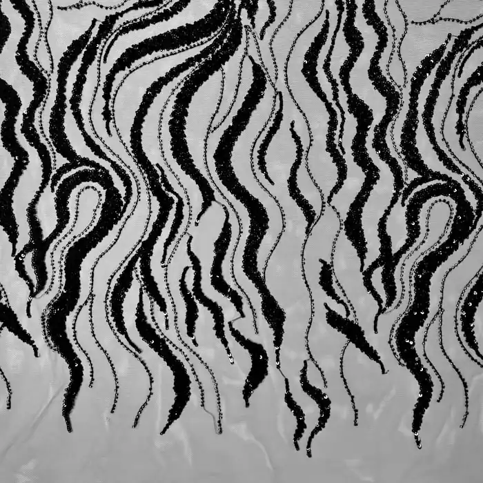 Spitze mit Pailletten, abstrakt, 26658-1001, schwarz Markenware