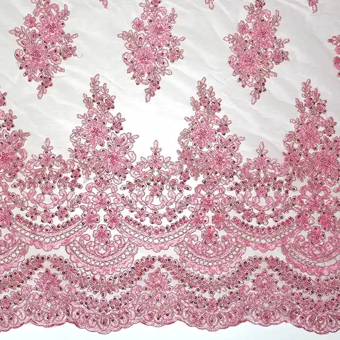 Geld-Zurück-Garantie Spitze mit Pailletten, floral, 26293-614, rosa