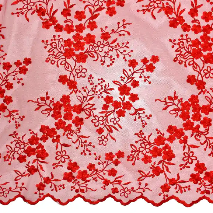Spitze auf Netz, floral, 22044-500, rot Billig