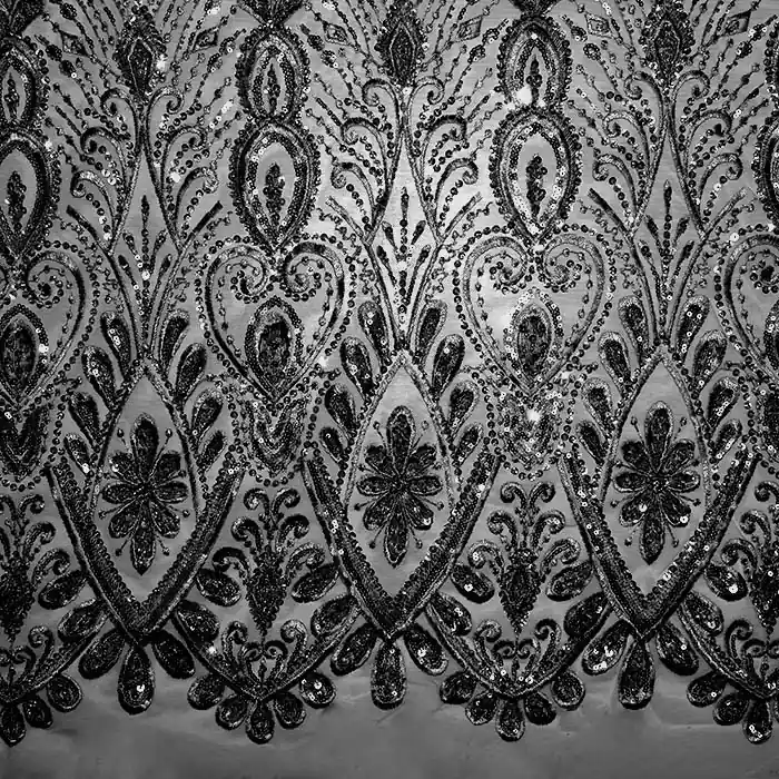 Direkt Vom Hersteller Spitze mit Pailletten, floral, 26212-1001, schwarz