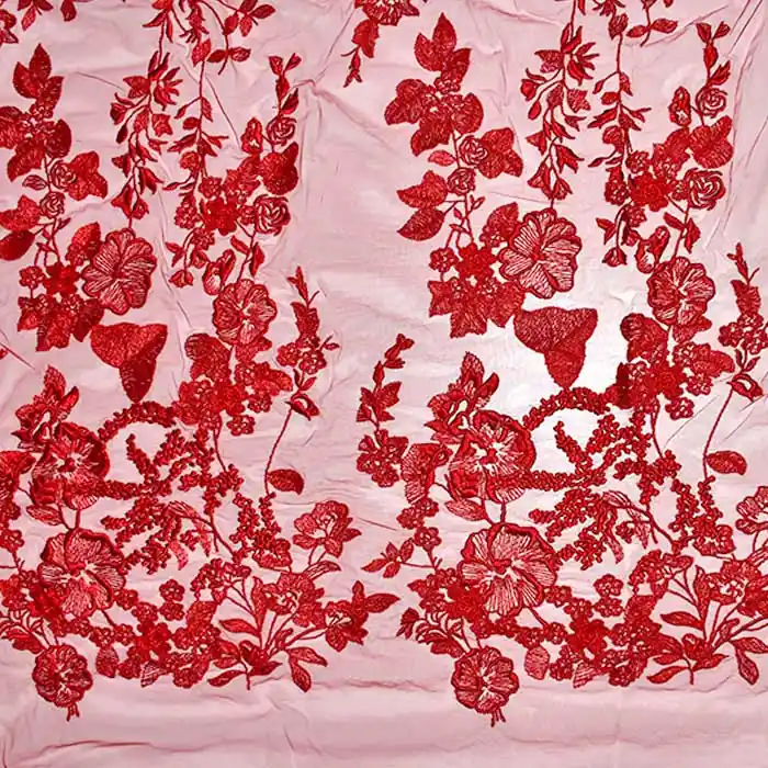 Spitze dehnbar, floral, 21995-2011, rot Neu