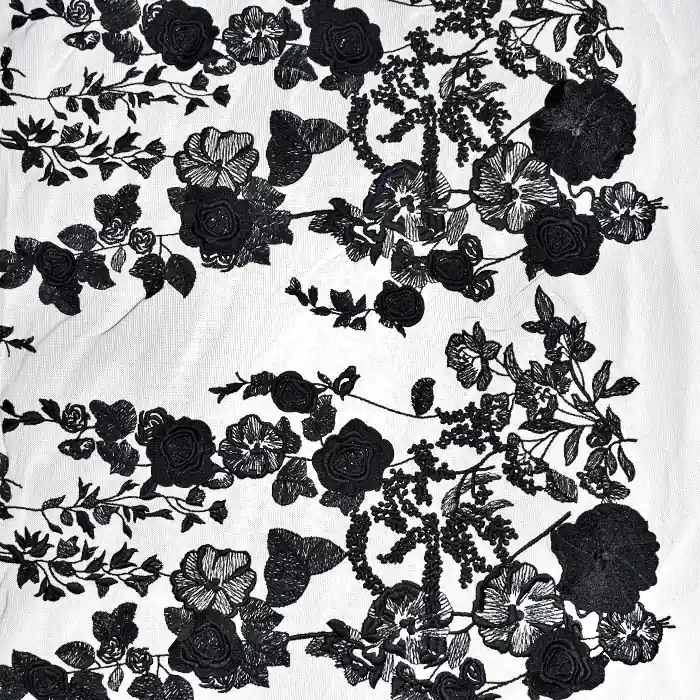 Spitze, dehnbar, floral, 22418-1001, schwarz Preiswert