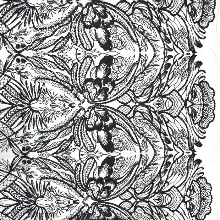 Expressversand Spitze, dehnbar, Ornament, 22426-1001, schwarz