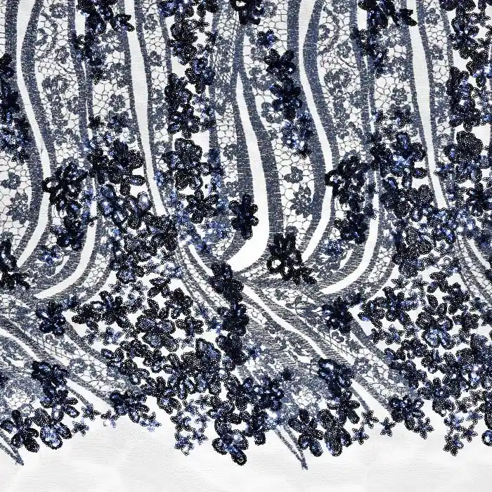 Spitze, dehnbar, Ornament, 22918-002, dunkelblau Highlight