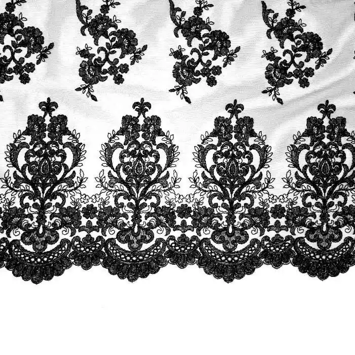 Wochenendangebot Spitze, dehnbar, floral, 25850-1001, schwarz
