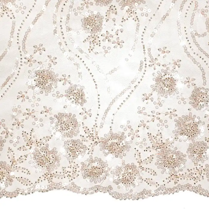 Spitze mit Pailletten, floral, 26290-309, aprikose Jetzt Kaufen