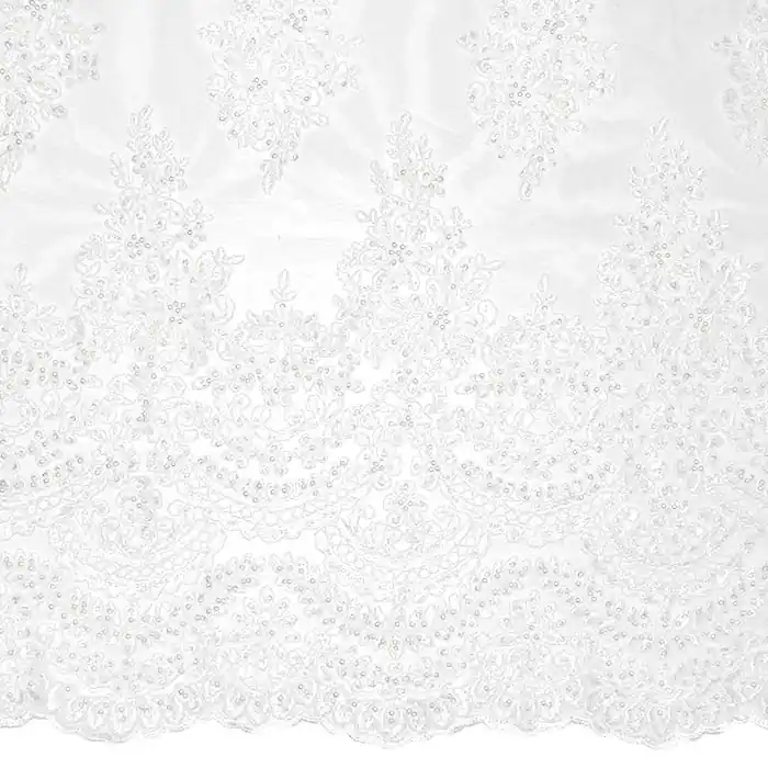 Limited Edition Spitze mit Pailletten, floral, 26293-010, weiß