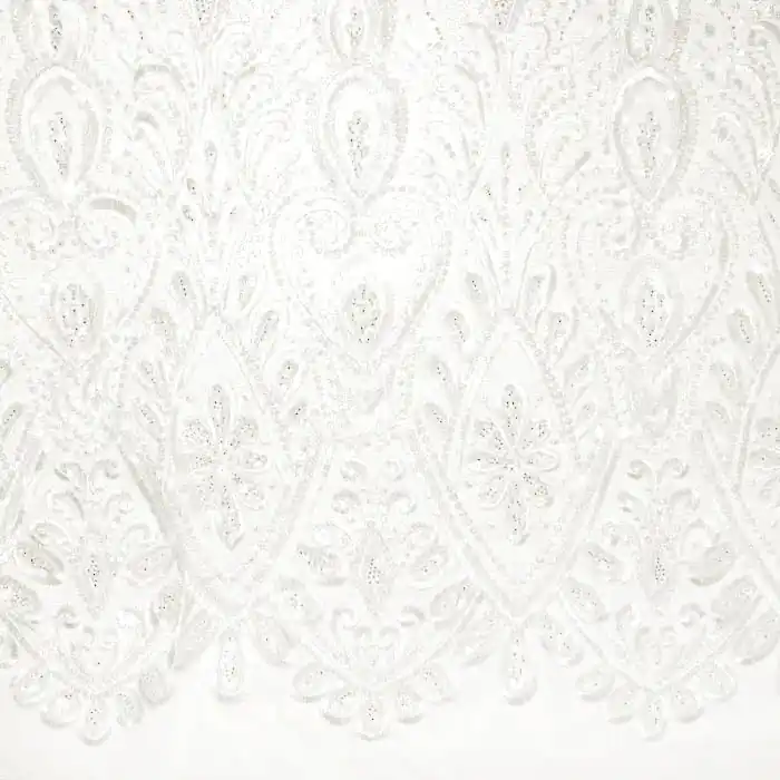 Bestpreis Spitze mit Pailletten, floral, 26212-010, sahne