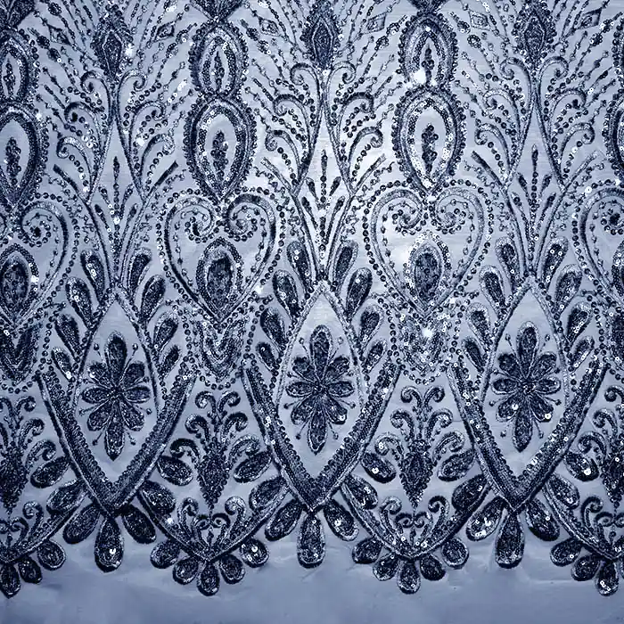 Spitze mit Pailletten, floral, 26212-002, dunkelblau Premium