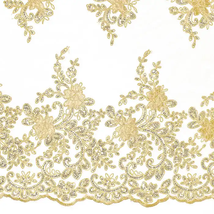 Spitze mit Pailletten, floral, 26198-230, gelb Sichere Zahlung