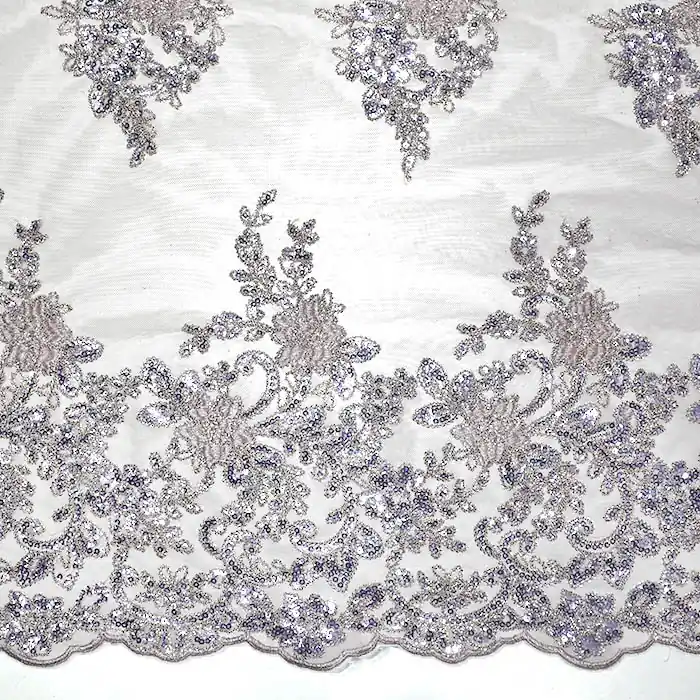 Spitze mit Pailletten, floral, 26198-180, grau-violett Ab Werk