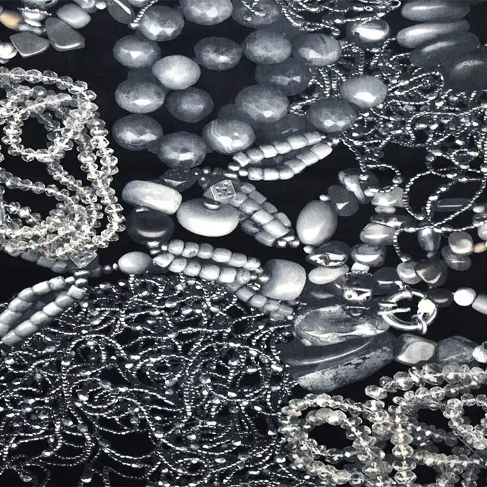 Samt, Baumwolle, romantisch, 26153-02, schwarz-grau Beliebt