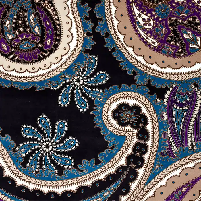 Samt, Baumwolle, Ornament, 26153-08, blau-violett Solange Der Vorrat Reicht