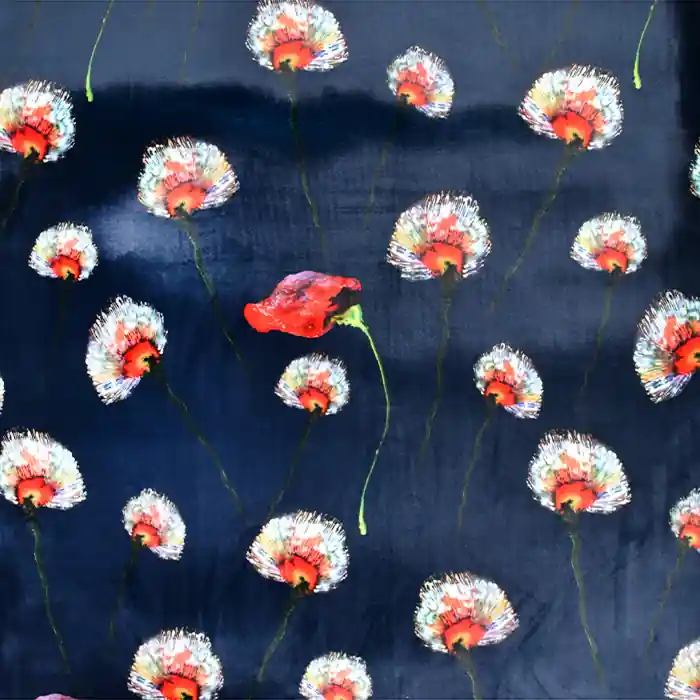 Plüsch, Polyester, floral, 21845-008, blau Saisonangebot