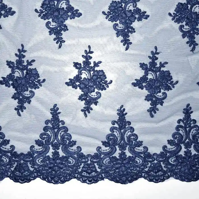 Ausverkauf Spitze, dehnbar, floral, 26093-002, dunkelblau