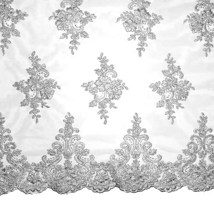 Mengenrabatt Spitze, dehnbar, floral, 26093-233, grau