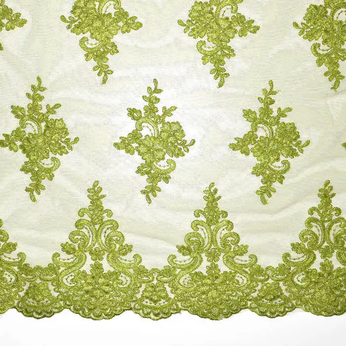 Spitze, dehnbar, floral, 26093-926, grün Online Kaufen