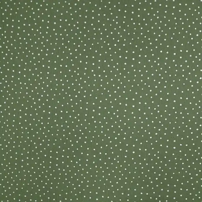 Super-Preis Musselin, doppelt, Punkte, 19032-035, olivengrün