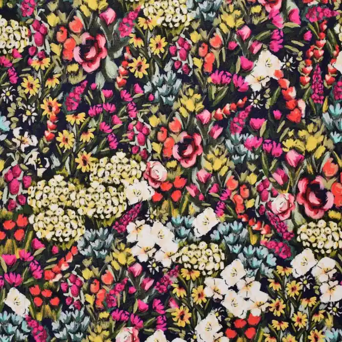 Expressversand Satin, Baumwolle, Viskose, floral, 25196-08