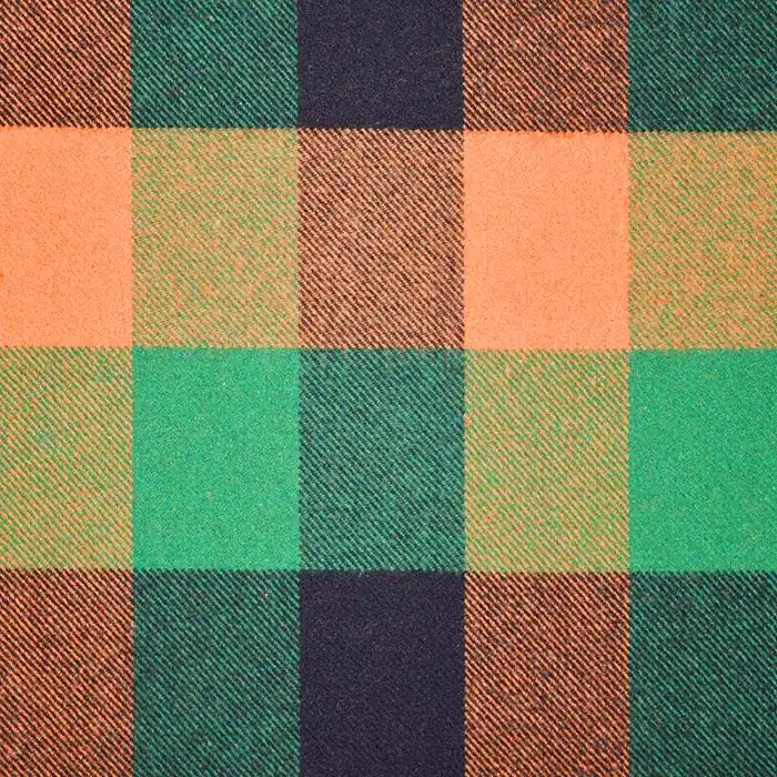 Wolle für Mäntel, Karo, 25304-7, orange-grün Weltweiter Versand