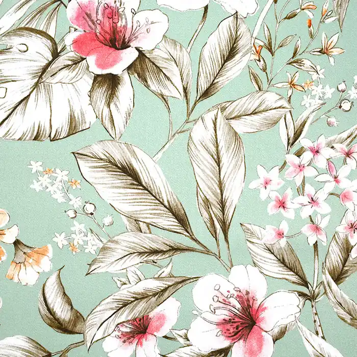 Neue Ware Baumwolle, Leinen, floral, 25834-7, mint