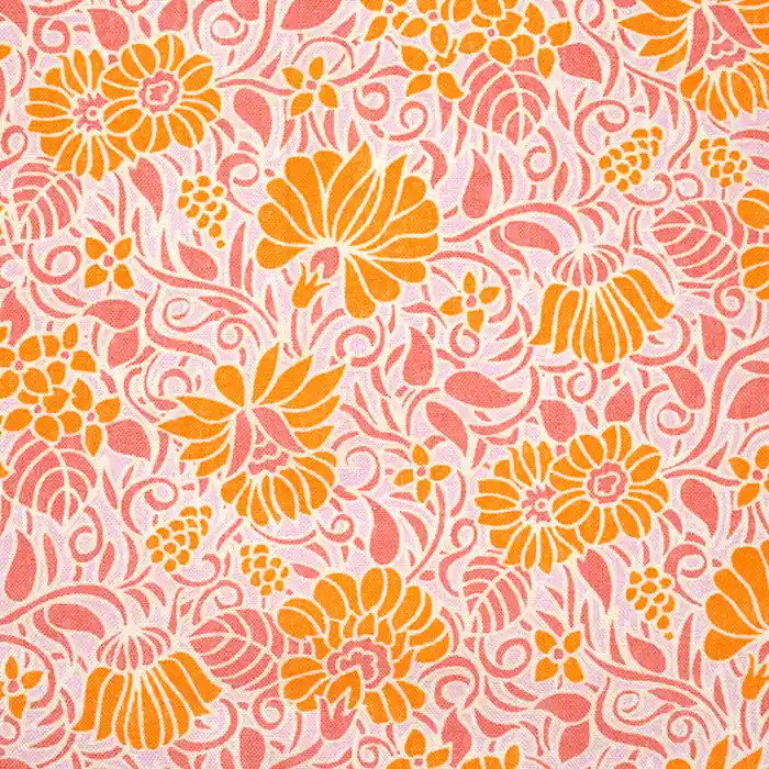 Baumwolle, Leinen, floral, 25834-9, orange-rosa Billig