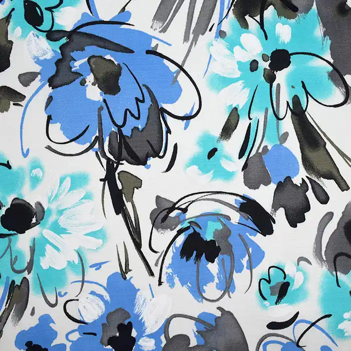 Wochenendangebot Satin, Baumwolle, floral, 25802-32, blau