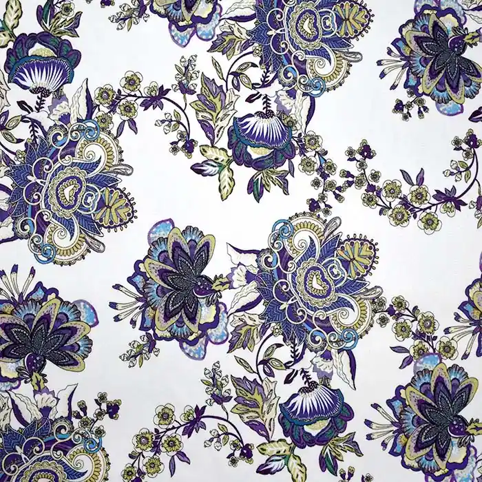 Schneller Versand Satin, Baumwolle, floral, 25802-12, weiß