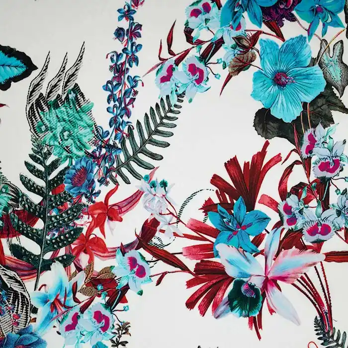 Satin, Baumwolle, floral, 25802-14, weiß Preisknaller