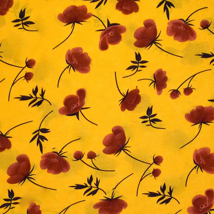 Gewebe, Viskose, floral, 25878-2, gelb Neu Im Sortiment