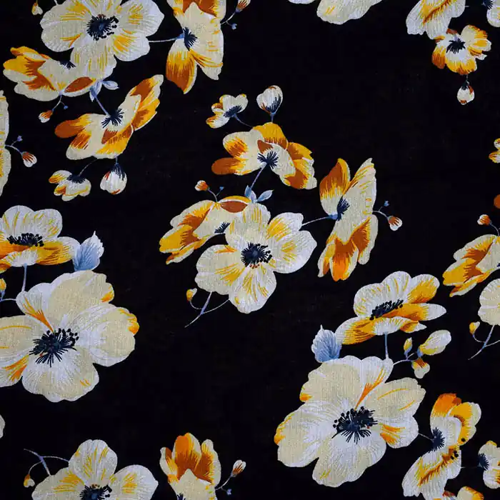 Limited Edition Gewebe, Viskose, floral, 25878-7, schwarz