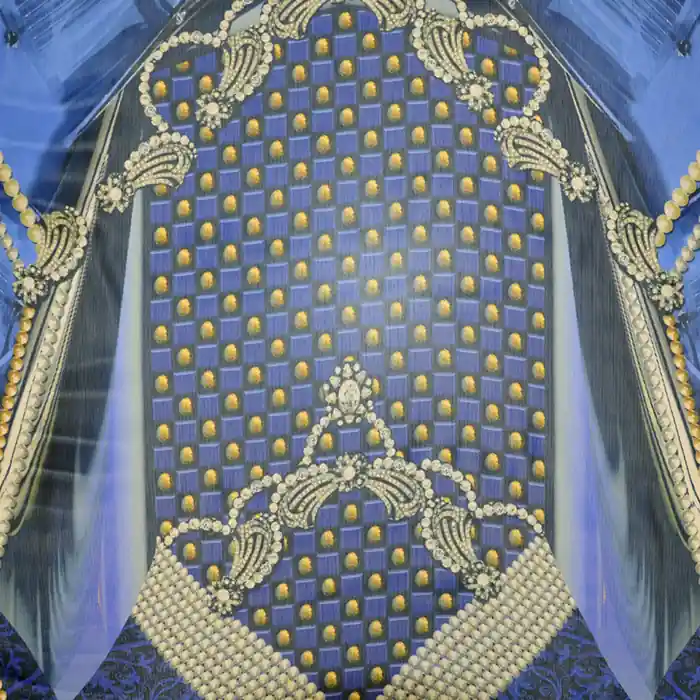 Abverkauf Gewebe, Viskose, Ornament, 19538-7, blau