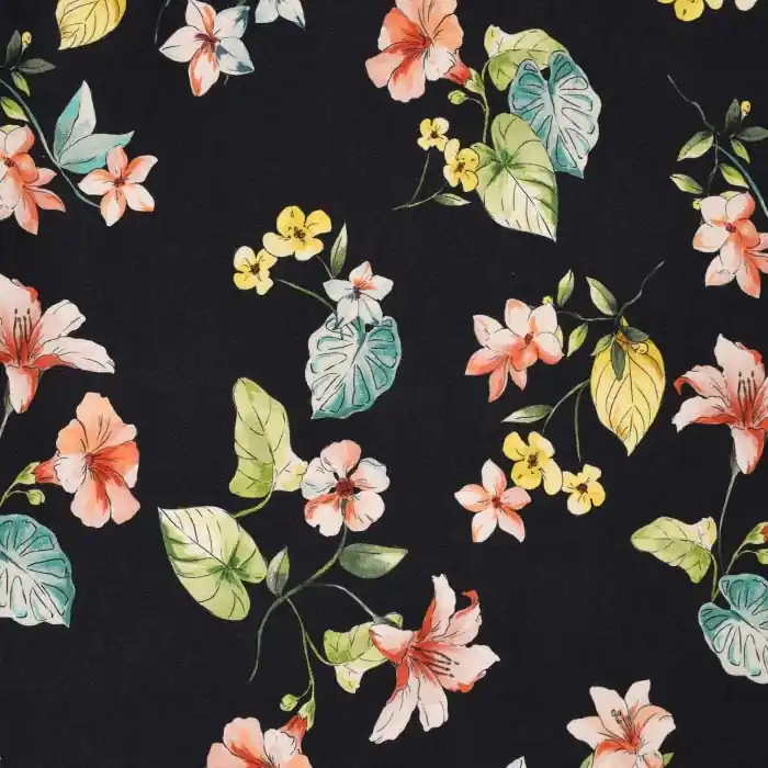 Mega-Angebot Satin, Baumwolle, Viskose, floral, 25196-07