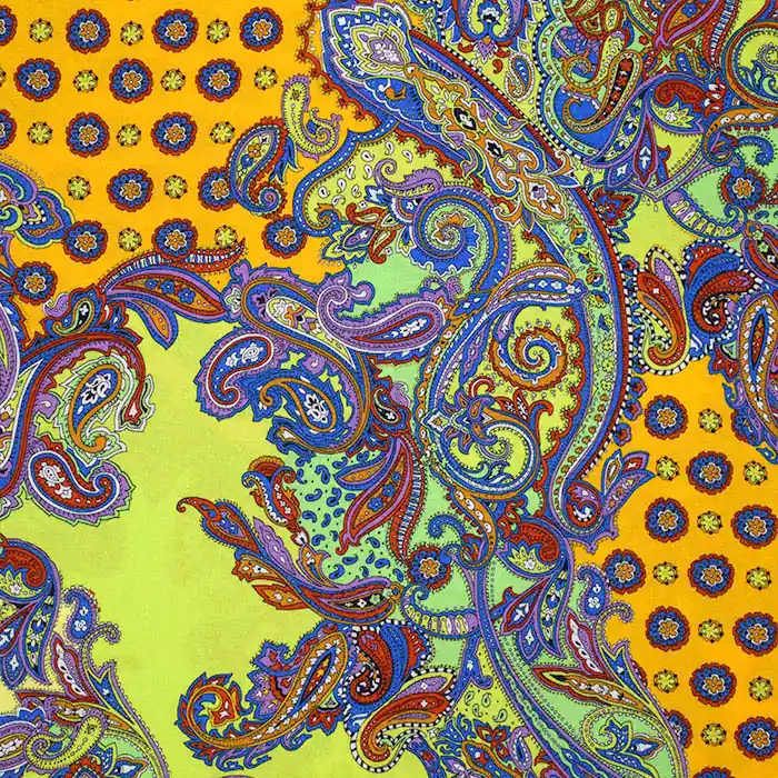 Gewebe, Viskose, Ornament, 25894-20, orange-grün Heute Kaufen