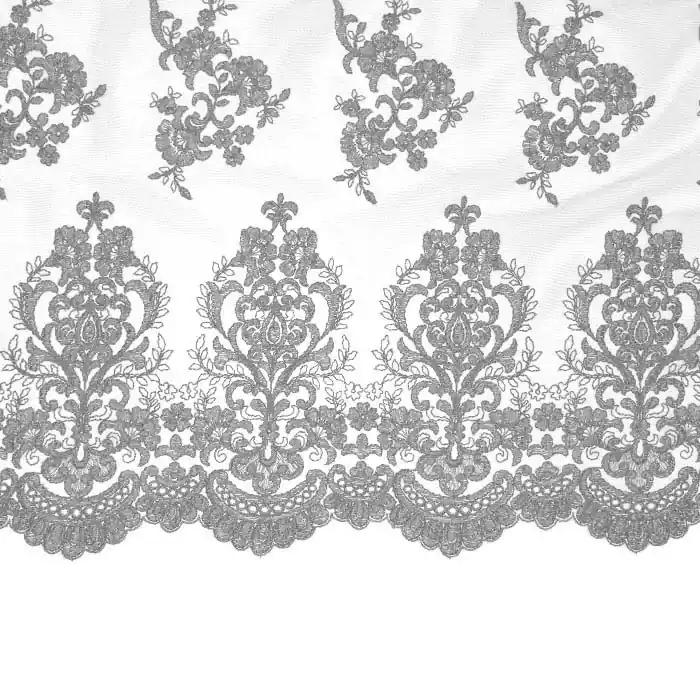 Spitze, dehnbar, floral, 25850-233, grau Neue Kollektion