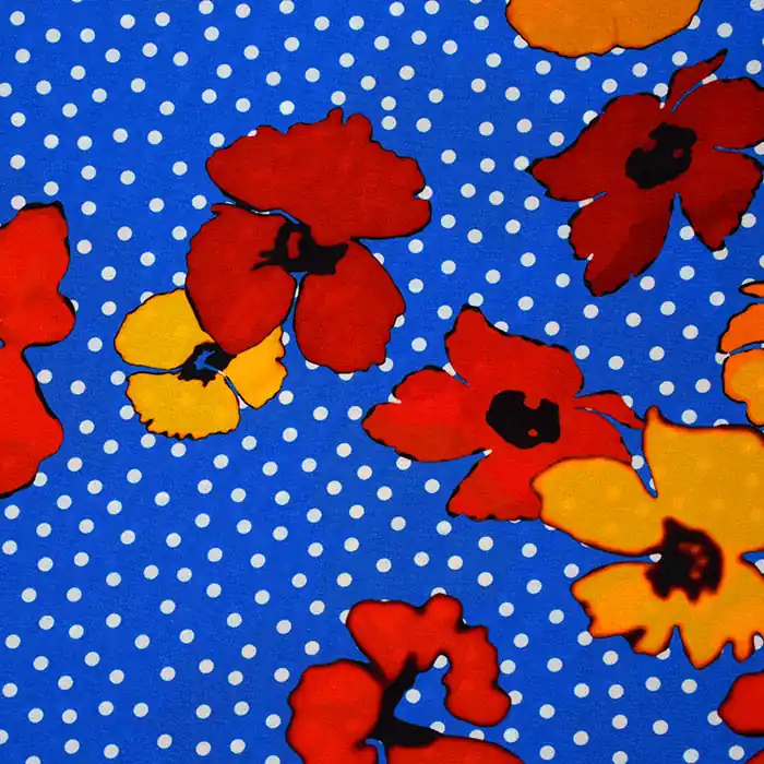 Gewebe, Viskose, floral, 25894-121, blau Saisonangebot