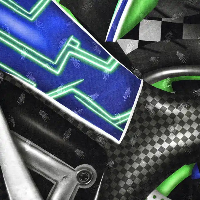 Direkt Vom Hersteller Gewebe, Viskose, abstrakt, 25821-15, grün-blau